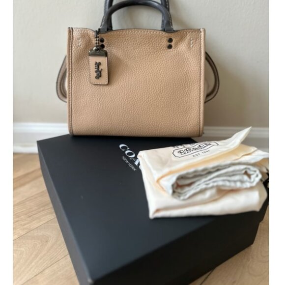 COACH 1941 ROGUE 25 BEECHWOOD COLOR BLOCK GLOVETANNED LEATHER SATCHEL BAG $595 - Picture 3 of 14